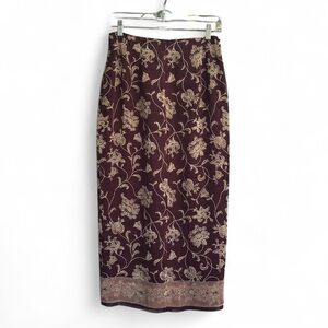 Amanda Smith Maroon Floral Pencil Skirt size 6 Y2K Style